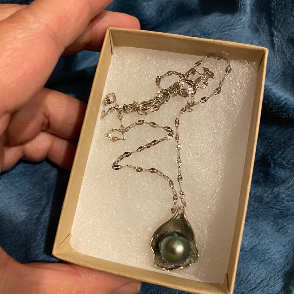 Sterling Silver Tahitian Pearl Necklace